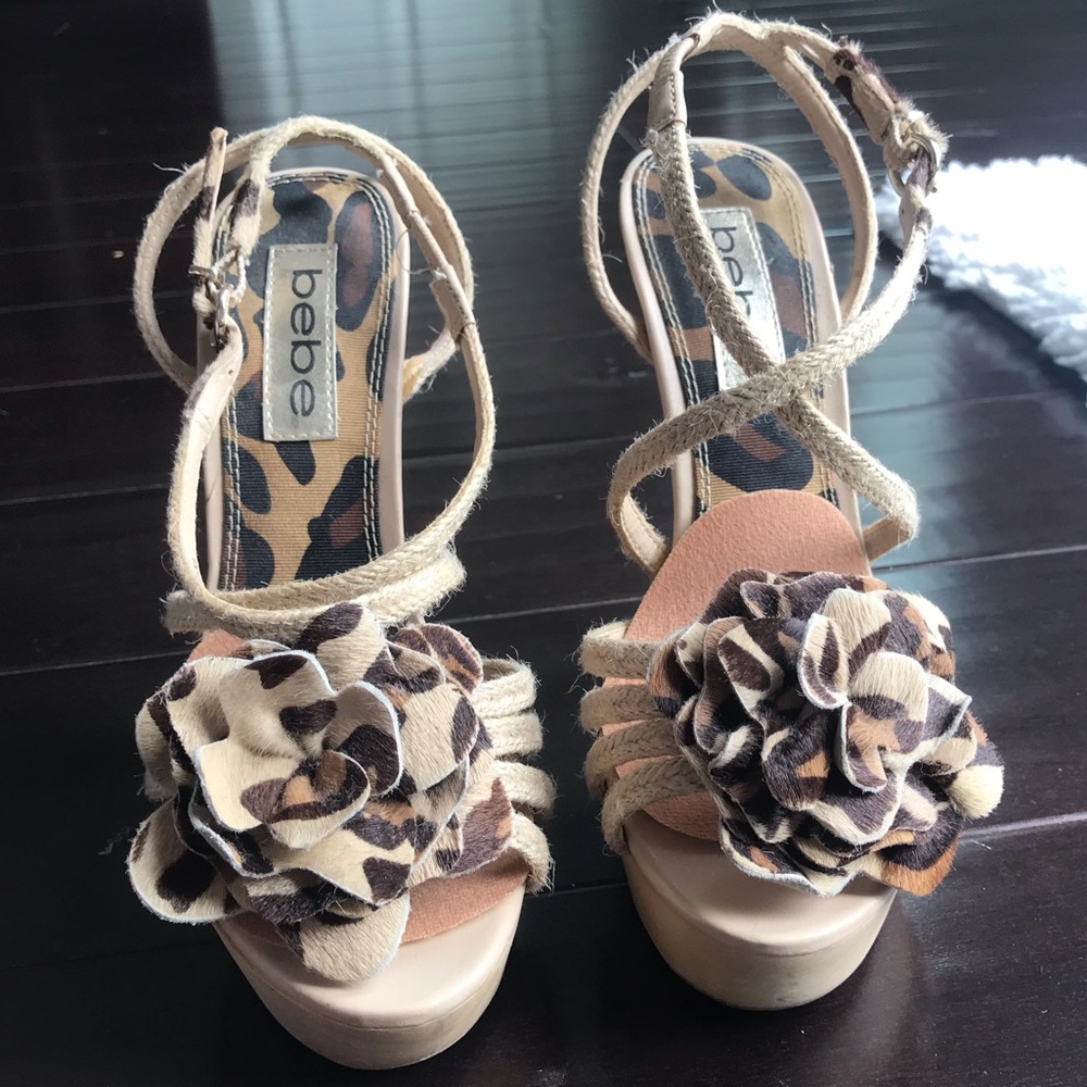 Bebe leopard print high heeled sandals